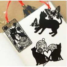 Металлическая закладка Kawaii в форме черной кошки